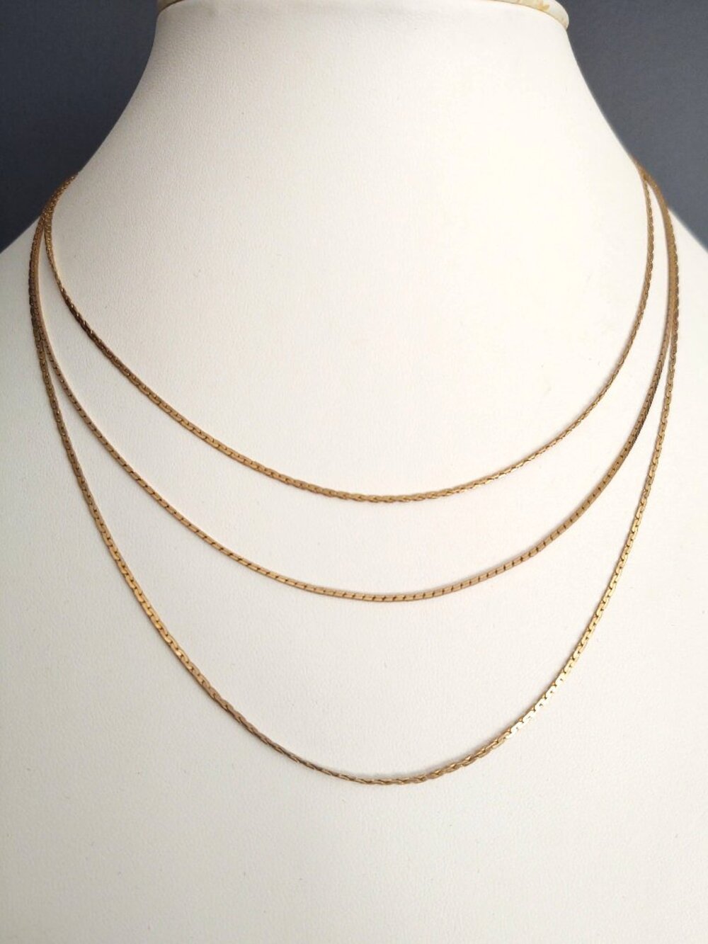 3 strand delicate gold tone chain necklace